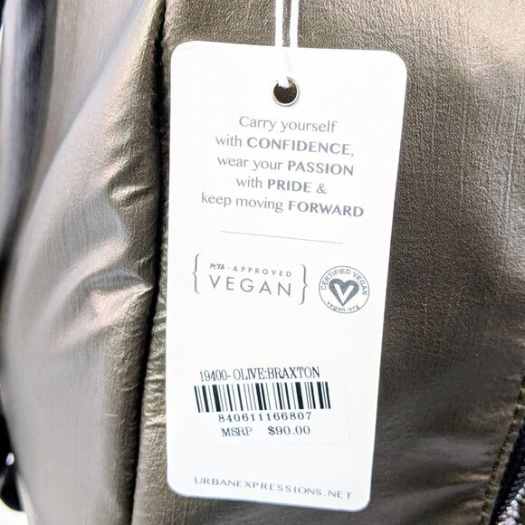Urban Expressions Braxton High Shine Backpack - Olive Green main image 4